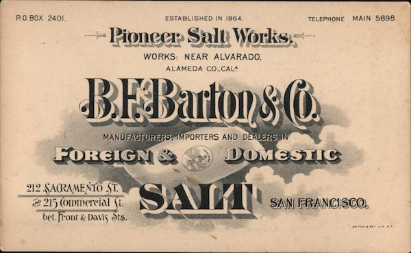 Pioneer Salt Works, B.F. Barton & Co. San Francisco California