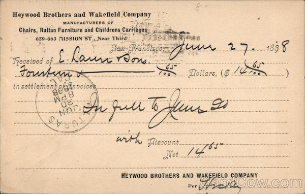 Heywood Brothers and Wakefield Company San Francisco California