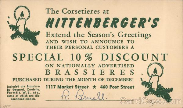 Hittenberger's Corsetieres San Francisco California