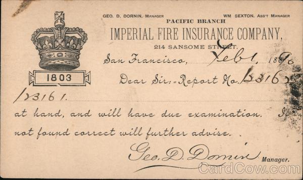Imperial Fire Insurance Company San Francisco California
