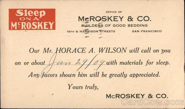McRoskey & Co., Builders of Good Bedding San Francisco California