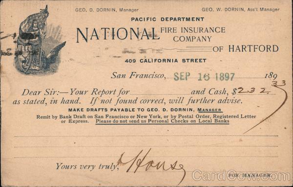 Pacific Department, National Fire Insurance Company of Hartford San Francisco California