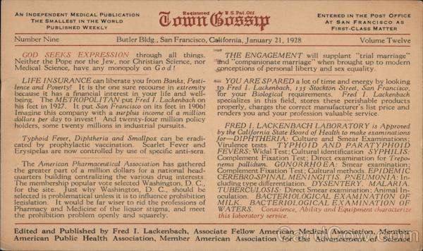 Town Gossip - American Medical Association Narcosan San Francisco California
