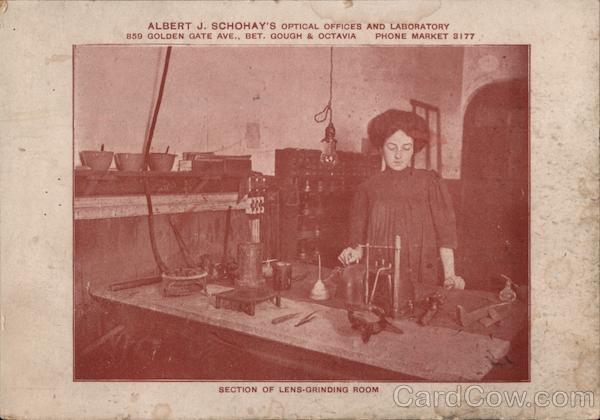 Optometrist Albert J. Schohay's Optical Offices, Laboratory San Francisco California
