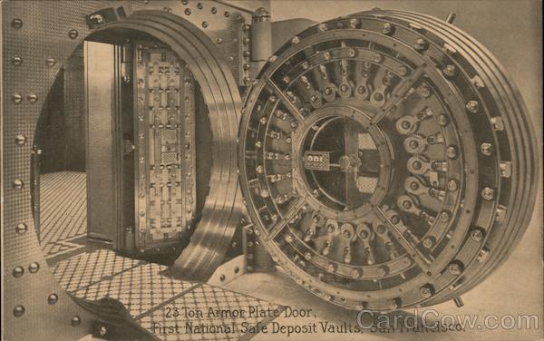 First National Safe Deposit Vaults, 23 Ton Armor Plate Door San Francisco California