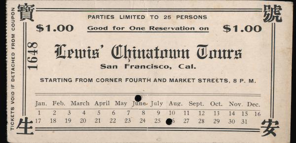 Pacific Sightseeing Lewis' Chinatown Tours Ticket San Francisco California