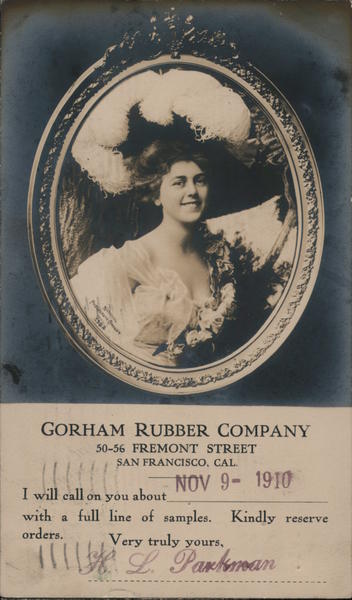 Gorham Rubber Company - Lady with a Big Hat San Francisco California