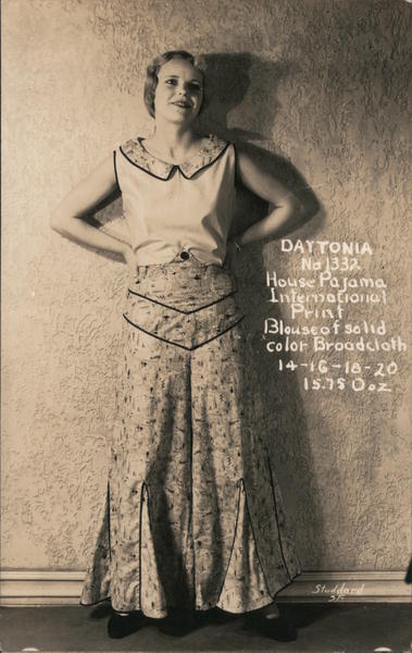 Daytona No 1332- House Pajama International Print Blouse of Solid Color Broadcloth San Francisco California