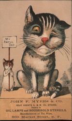 John F. Myers Oil Lamps and Household Utensils Trade Card