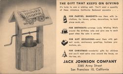 Jack Johnson Company- The Gift that Keeps on Giving San Francisco, CA Trade Card Trade Card Trade Card