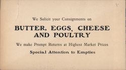 Butter, Eggs, Cheese, Poultry Consignments Accepted Trade Card