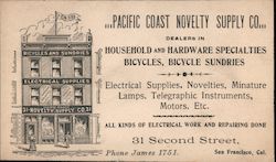 Pacific Coast Novelty Supply Co. San Francisco, CA Trade Card Trade Card Trade Card