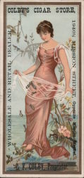 Colby's Cigar Store - Woman in a Pink Dress San Francisco, CA Trade Card Trade Card Trade Card