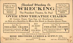Wrecking over 1500 Theatre Chairs - Stock on sale Minneapolis, MN Postcard Postcard Postcard