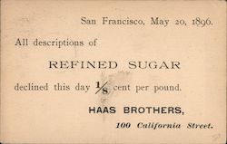 Haas Brothers, 100 California Street Postcard