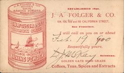 J.A. Folder & Co., Baking Powder San Francisco, CA Postcard Postcard Postcard