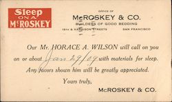 McRoskey & Co., Builders of Good Bedding Postcard