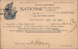 Pacific Department, National Fire Insurance Company of Hartford Postcard