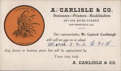 A. Carlisle & Co. - Stationers - Printers - Bookbinders Postcard