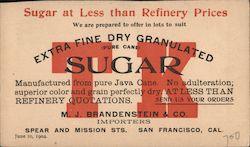 M. J. Brandenstein & Co Importers "Extra Fine Dry Granulated Sugar" Postcard