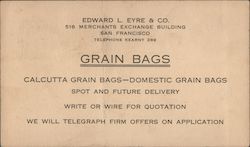 Edward L. Eyre & Company Grain Bags Postcard