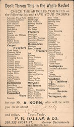 Order Checklist - F.B. Dallam & Co. Postcard