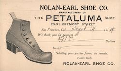 Nolan-Earl Shoe Co., Manufacturers of The Petaluma Shoe Postcard