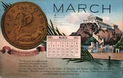 Hastings Clothing Co., March Calendar Postcard