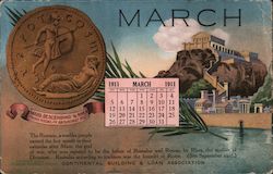 Continental Building & Loan Association, March Calendar Postcard