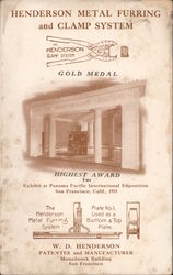Henderson Metal Furring and Clamp System- Gold Medal San Francisco, CA Postcard Postcard Postcard