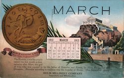 Hilm Millinery Company- Importers and Wholesalers- March 1912 Calendar San Francisco, CA Calendars Postcard Postcard Postcard