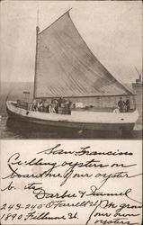 Men on a Sail Boat Postcard