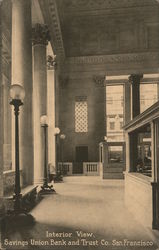 Interior View Savings Union Bank and Trust Co. Postcard