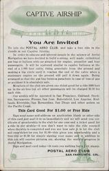 Captive Airship Invitation to Join Postal Aero Club Postcard
