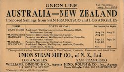 Australia-New Zealand Union Steam Ship Co. Postcard