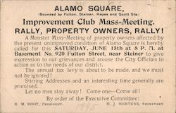 Alamo Square, Improvement Club Mass Meeting Postcard