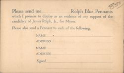 James Rolph, Jr. for Mayor Postcard