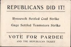 Pardee Republicans Did It! 1902 Nominees Postcard