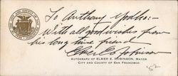 Autograph of Elmer E. Robinson, Mayor, 1952 San Francisco, CA Postcard Ephemera Ephemera