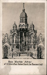 Main Marble Altar of St. Peter & Paul Italian Church Postcard