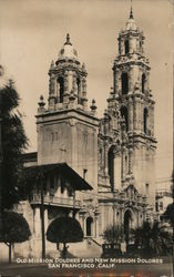 Old Mission Dolores and New Mission Dolores Postcard