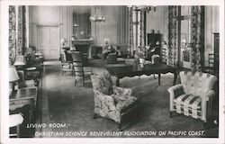 Living Room, Christian Science Benevolent Association on Pacific Coast Postcard