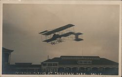 Louis Paulhan Flyiing at Tanforan Park, 1910 Postcard