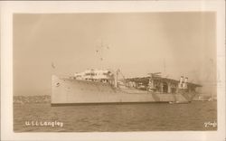 USS Langley - First US Aircraft Carrier Postcard