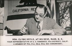 Hon. Clyde Doyle at His Desk Oakland, CA Postcard Postcard Postcard