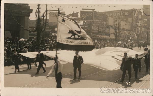 Man Carrying California Flag in Parade San Francisco