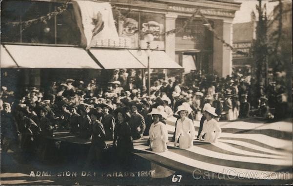 Women, Flag, Admission Day Parade 1910 San Francisco California