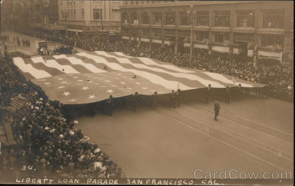 Liberty Loan Parade, Huge US Flag San Francisco California