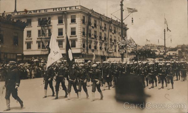 Navy parade in front of St. James Hotel