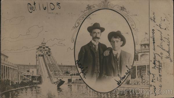 The Chutes Portrait of Joseph and Ishmael at Carnival Ride San Francisco California